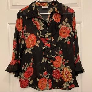 Vintage Berger du Nord 3/4 sleeve‎ blouse